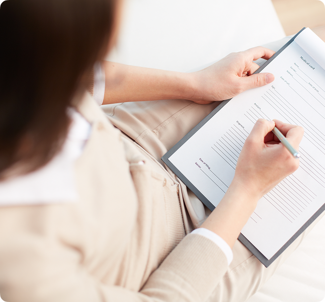 Questionnaire médical à remplir